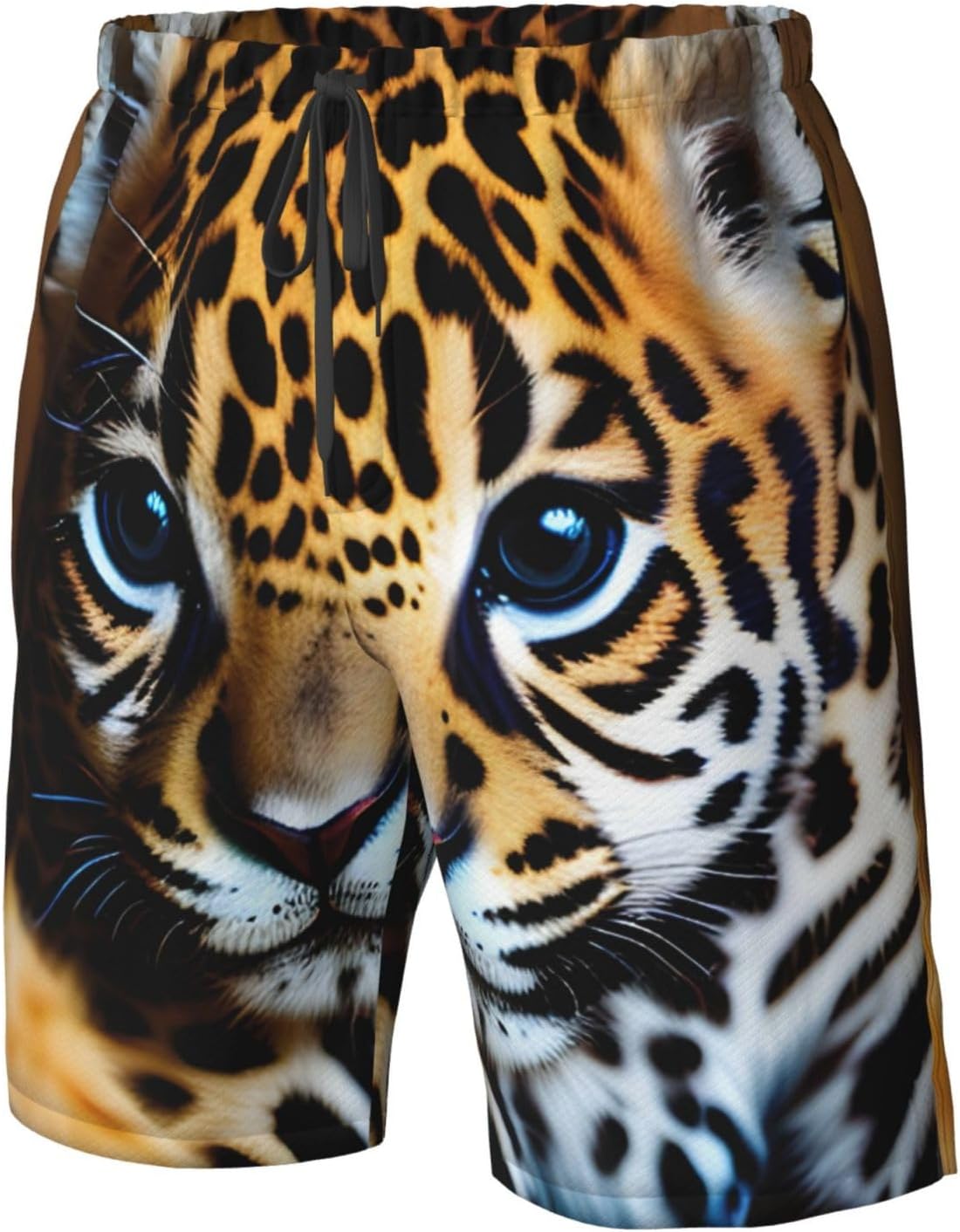 Mens Cute Jaguar Print Beach Shorts,Casual Summer Shorts for Men,Quick Dry Polyester