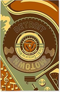 Lantern Press 16x24 Inch Giclee Art Print Wall Decor, Detroit, Michigan, Motown and Motor City