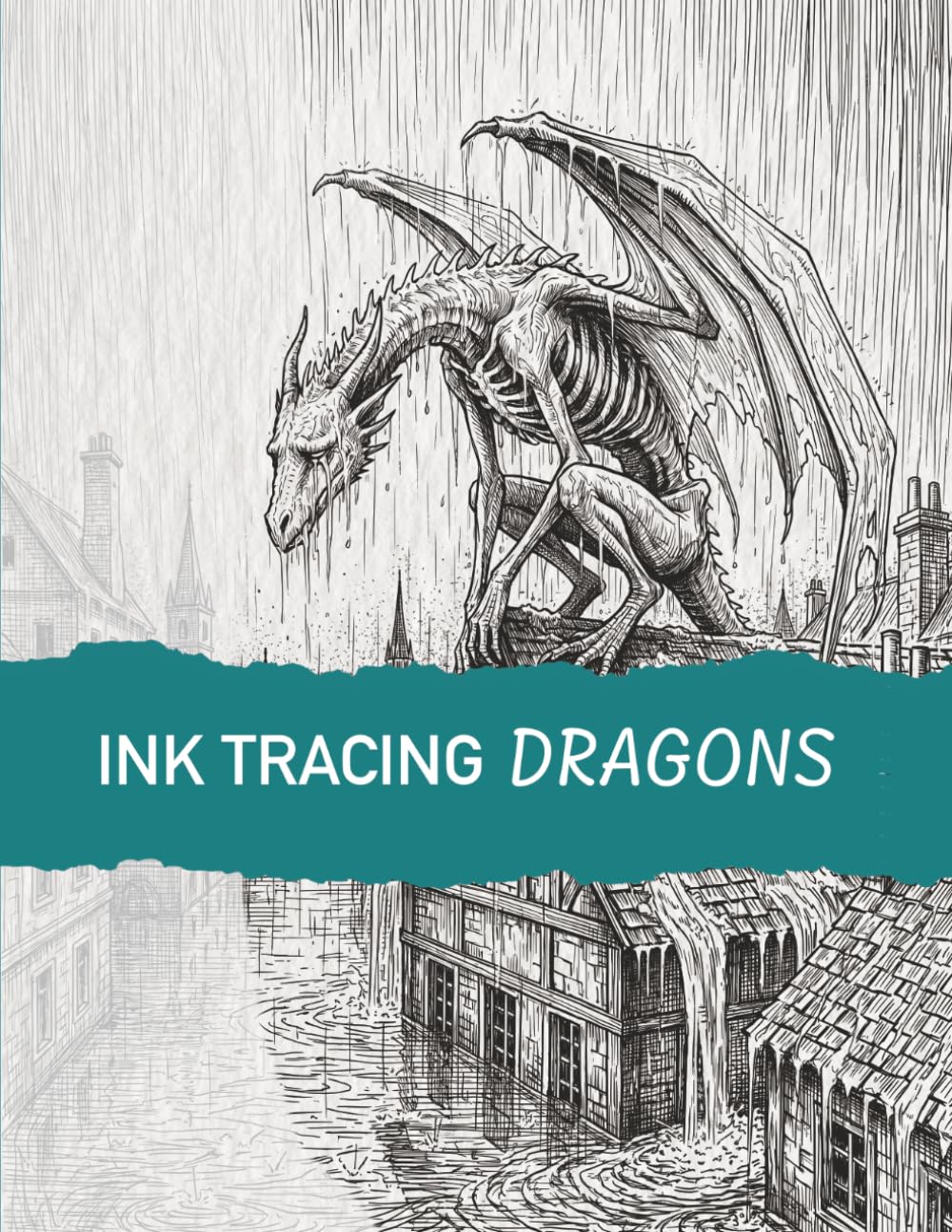 Ink Tracing Dragons: Follow the Light Gray Lines to Reveal Fantasy Creatures for Stress Relief