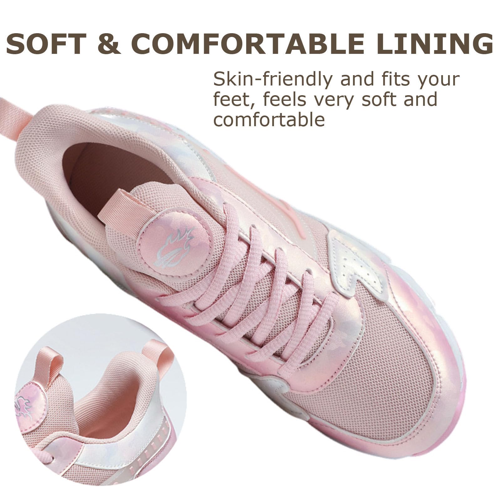 Surwin Chaussures roulettes Enfant, Chaussures de Skateboard à Lacets Fille Garçon avec Roues Arrière Rétractables, Basket à roulettes Sneakers Roller Respirant, 30 EU-41 EU