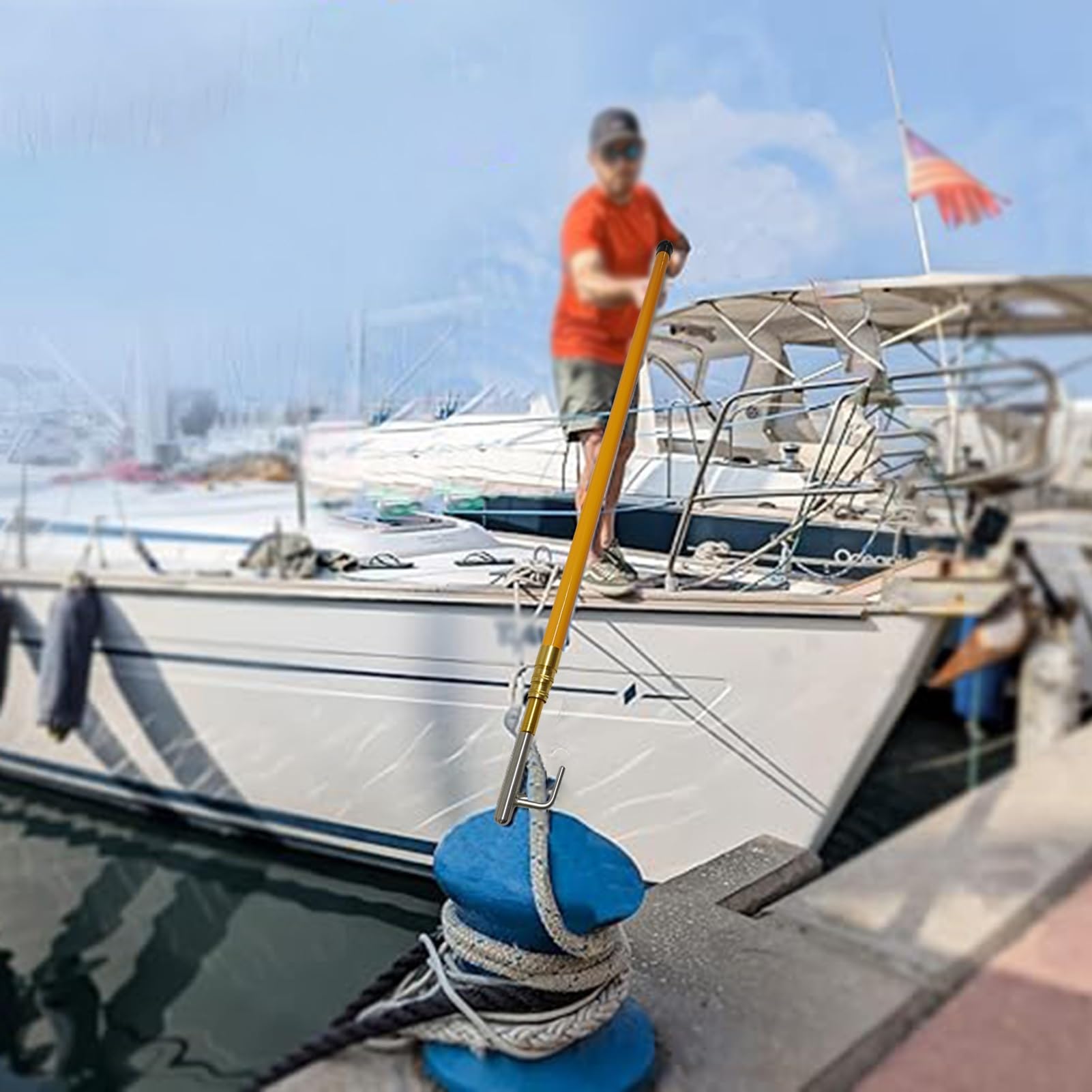 Mezzo Marinaio per Barca Gancio di Salvataggio Telescopico da 1,1-10 m, Gancio di Traino per Imbarcazioni ad Alta Resistenza, Gancio di Traino(130-1000cm/51"-394")