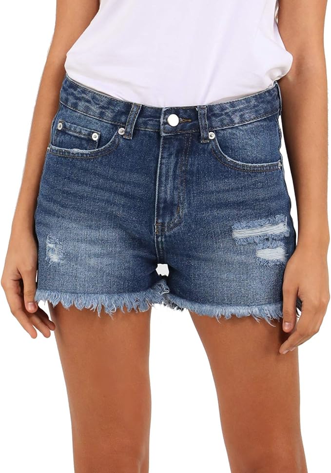 Short in denim sfrangiato con strass | OVS