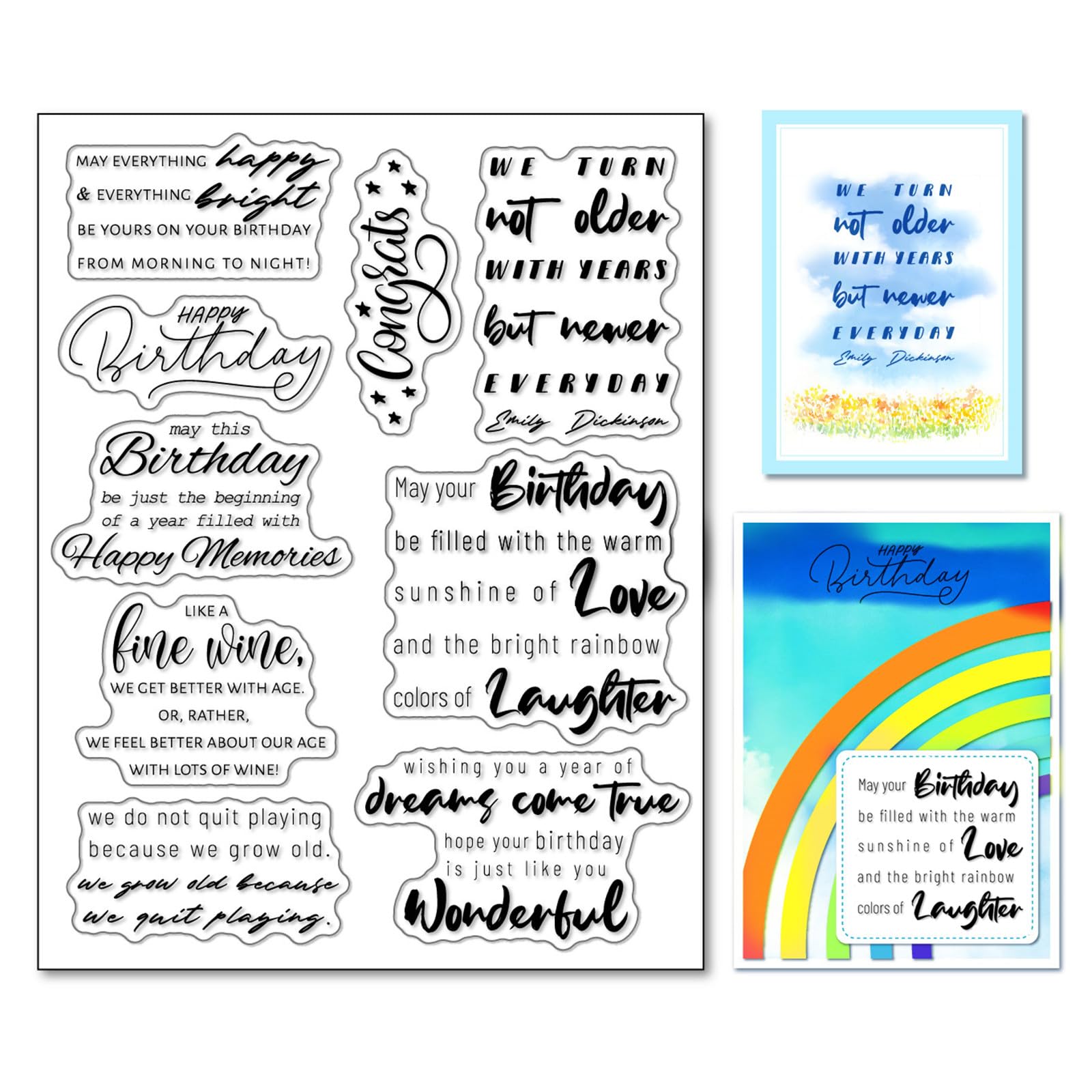 Hydrangea Flowers Happy Birthday Clear Stamps - Rubber Silicone Stamps For Card Making, Journaling & Scrapbooking - View #8