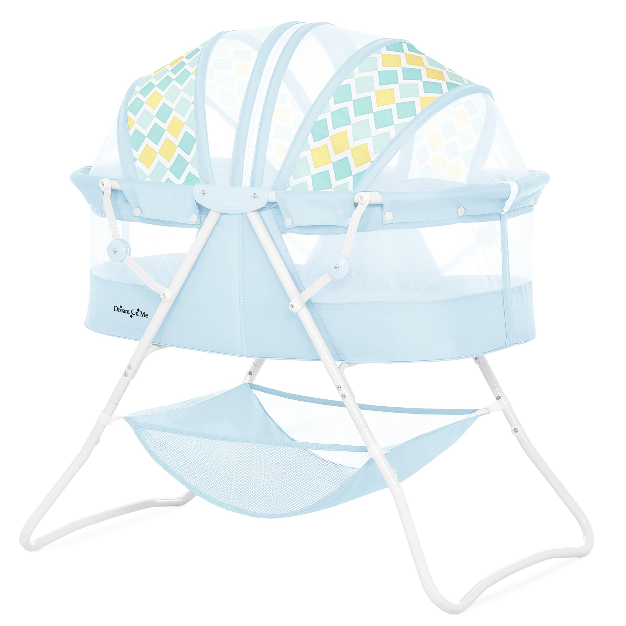 Dream On Me Karley Portable Infant Bassinet, Double Mesh Canopy, Aqua