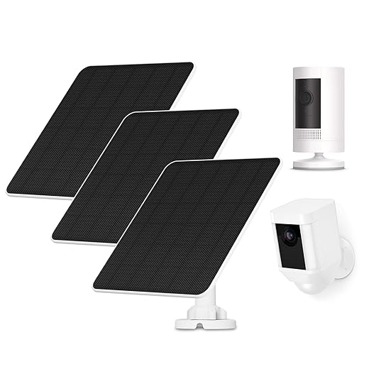 Solar Panel for Ring Camera, 5W Camera Solar Panel Charger for Stick Up Cam/Pro Battery, Spotlight Cam/Pro/Plus Battery, Wyze Battery Cam Pro, 9.8ft Cable, IP65 Waterproof, 3 Pack