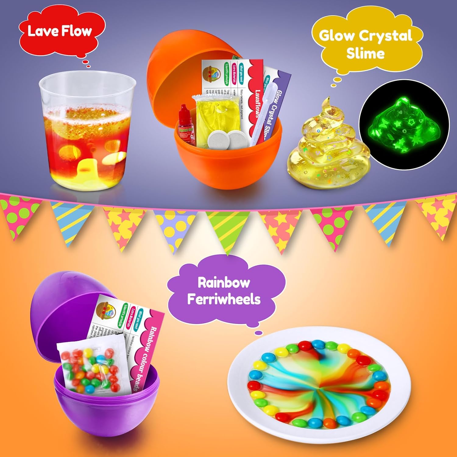 UNGLINGA 6 Experiments Eggs Easter Basket Stuffer Science Kit for Kids Boys Girls Toys Gifts Idea, Science Filler Easter Party Favor Educational S.T.E.M Activities Surprise Eggs