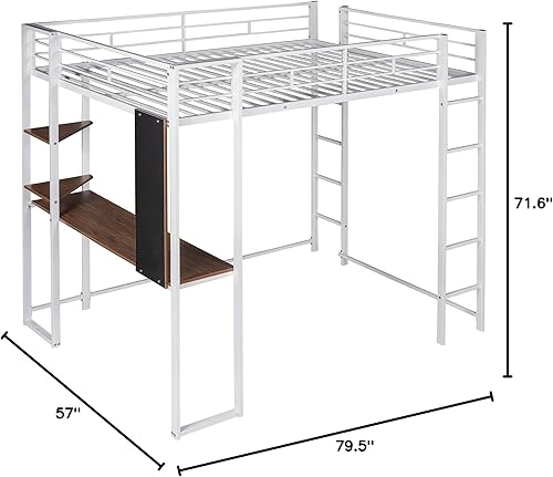 Miniatura 58 de Merax Litera individual de metal pesado con escritorio/barandilla de longitud completa para niños y niñas, no necesita somier, color negro 3#