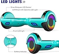 Vista 3 de UNI-SUN Self Balancing Scooter for Kids, 6.5" Two Wheels Scooter with Bluetooth and Lights for Girls Boys Kids Adults C04 Verde