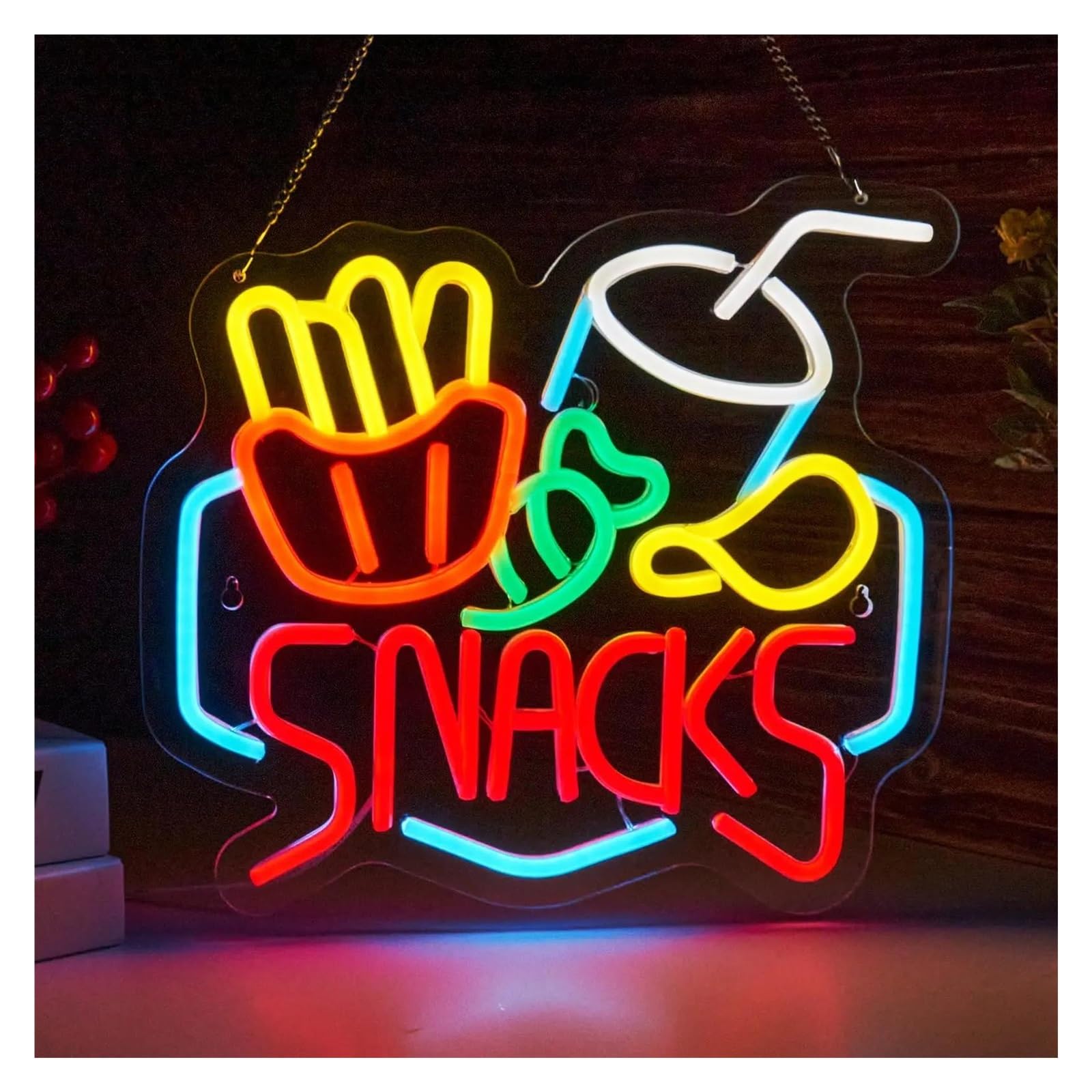 LEMST Signs Lamp Snacks Neon Sign for Wall Decor Light Signs Snack Shop Coffee Bar Candy Shop Art Decor 31.5x34.29cm