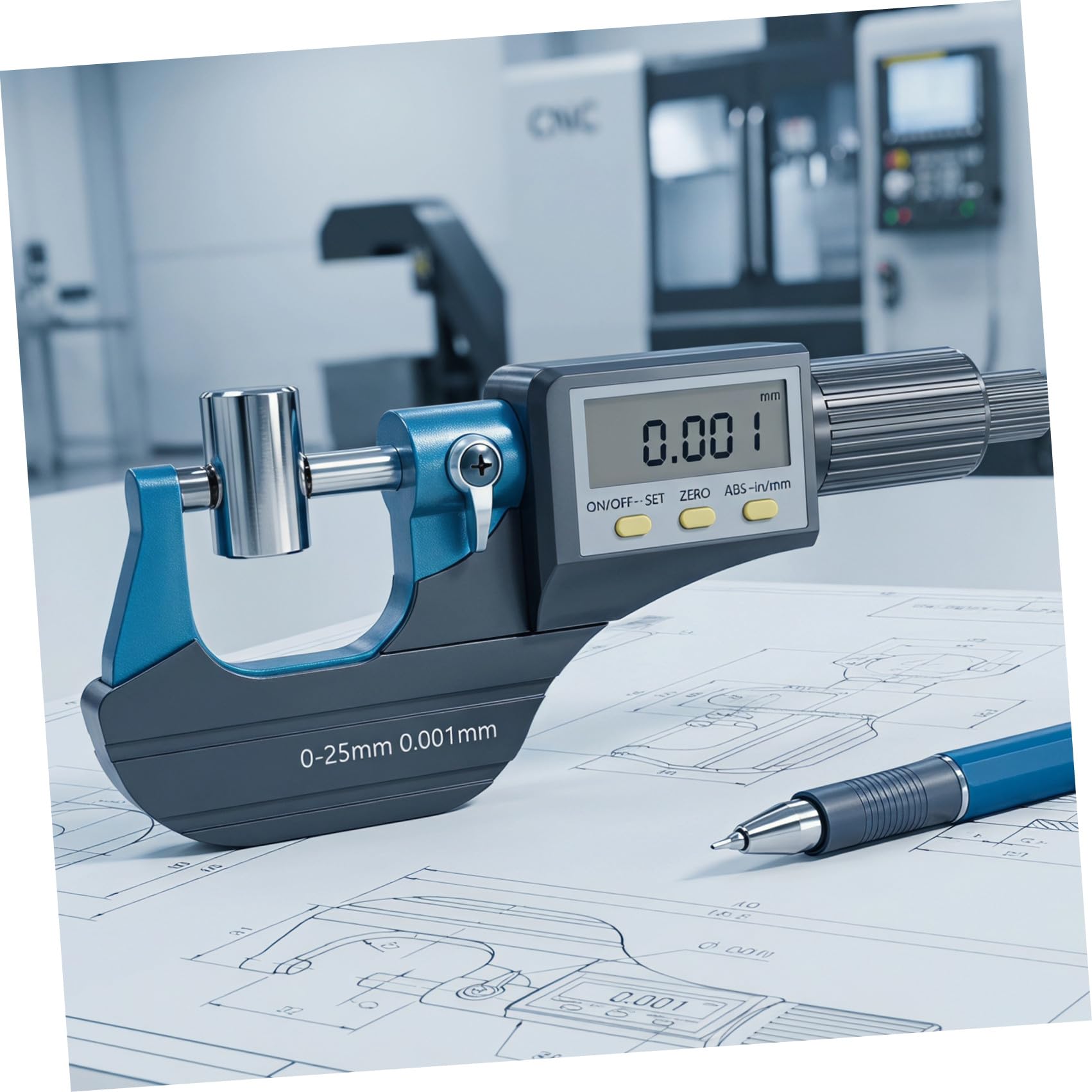 iplusmile Micrómetro Digital para Mediciones Industriales y Conversión Rápida de Unidades de Exterior 0-25mm Calibración de Precisión Fabricado en Material Cementado