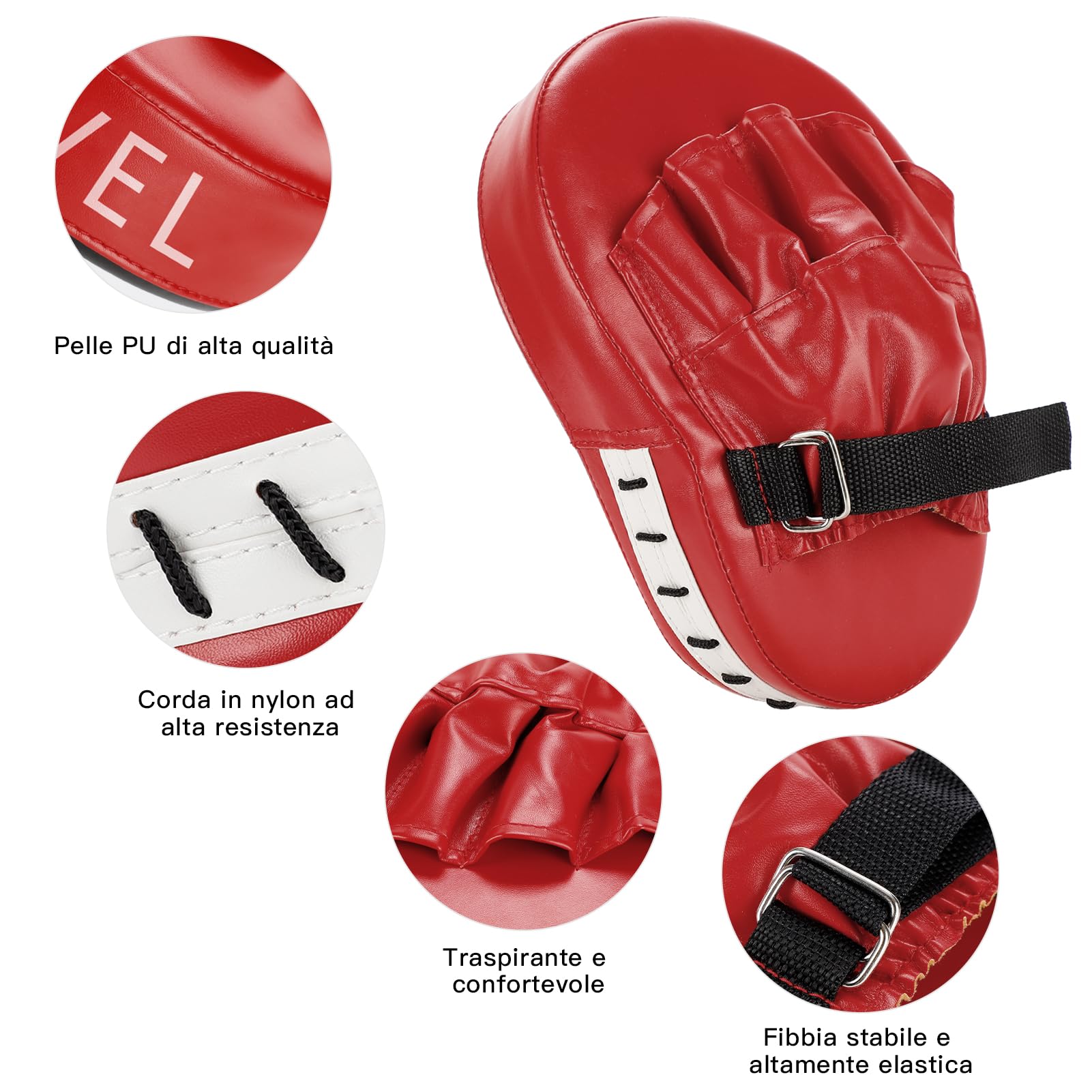 DEWEL Pad Boxe, 2 Guanti da Passata E 2 Striking Shield Colpitori per L'allenamento di Boxe In Muay Thai, Kickboxing, Karate, Arti Marziali, Ecc. (4 Pezzi）