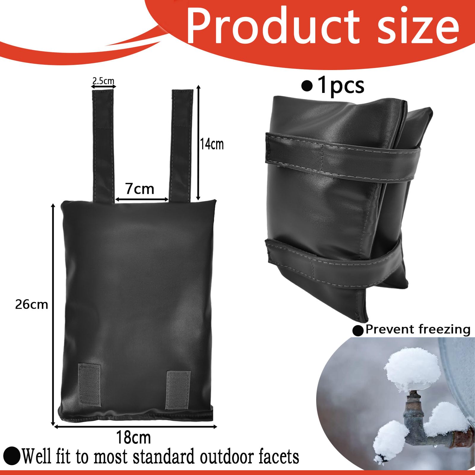 Garden Outside Tap Cover Frost Protector for Winter,Large Waterproof Leather Frost Covers for Outside Taps,Outdoor Water Tap Cover Insulated Thermal Tap Jacket Protects Your Tap from Freezing (Black) - Image 2