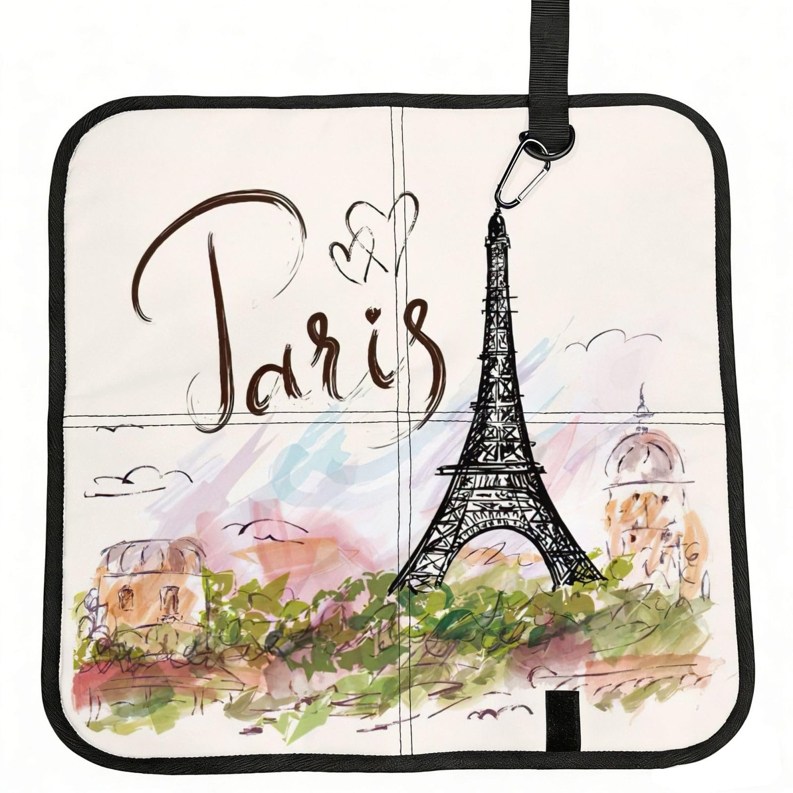 bghdfa Eiffel Tower Print Outdoor Sitting Mat Waterproof Oxford Cloth Seat Cushion Folding Foam Camping Seat For Picnic