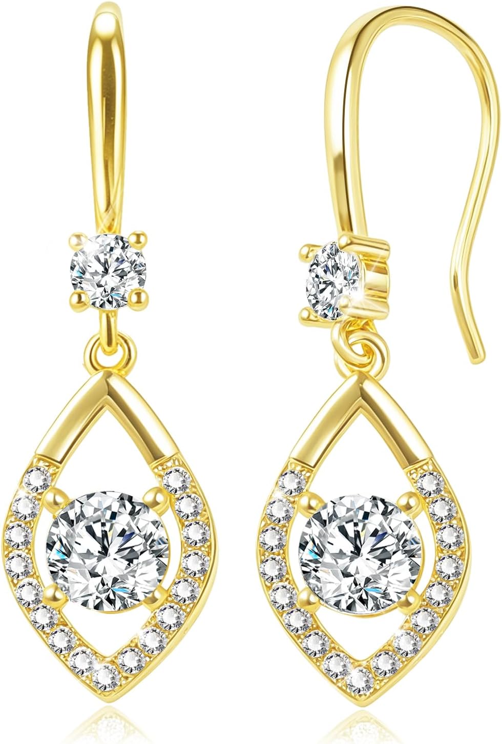 Gold Dangle Earrings for Wome 14K Gold Drop Earrings for Women Earring Minimalist Aesthetic with Cubic Zirconia Dangle Drop Earring