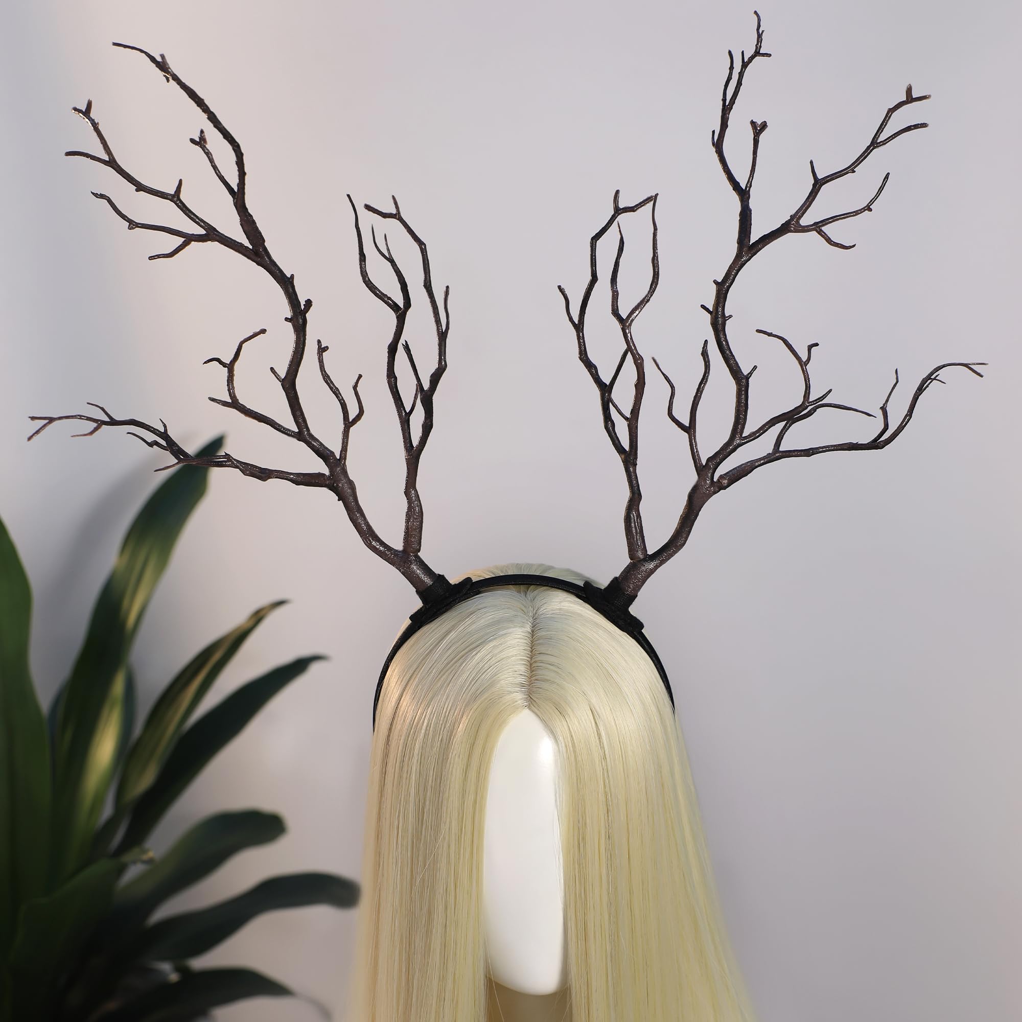 MOSTORY Cerchietto per capelli a forma di corna – marrone Woodland, ramoscello, stile rustico, grande, per adulti, Halloween, Rinascimento Renfaire Cosplay Fantasy servizio fotografico