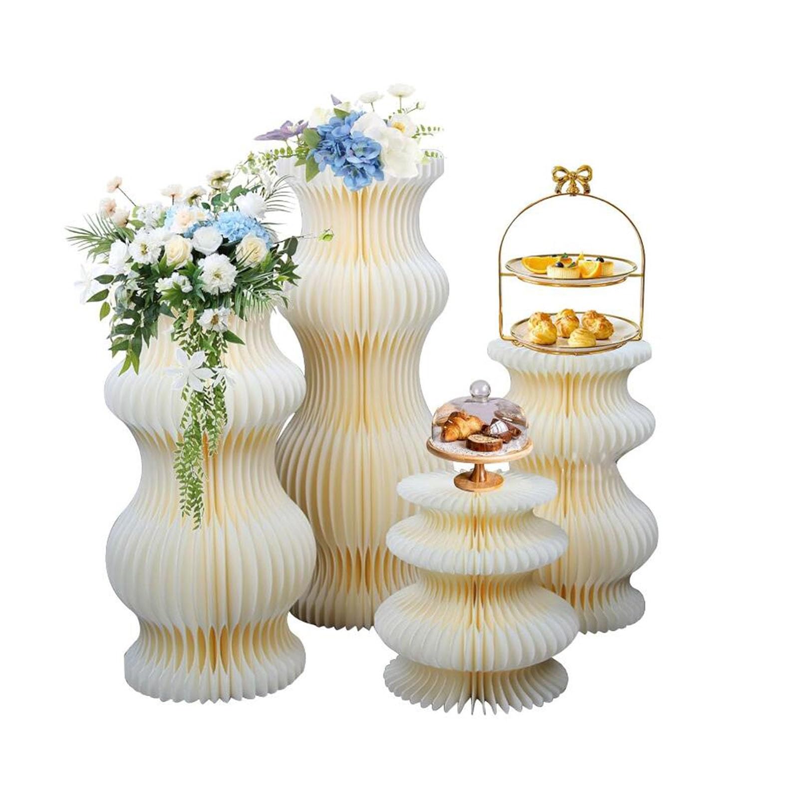 nxjaSDH Foldable paper column display stand, Round Cylinder Display Pedestals Stands Party, Foldable Cardboard Paper Columns Wedding(B)