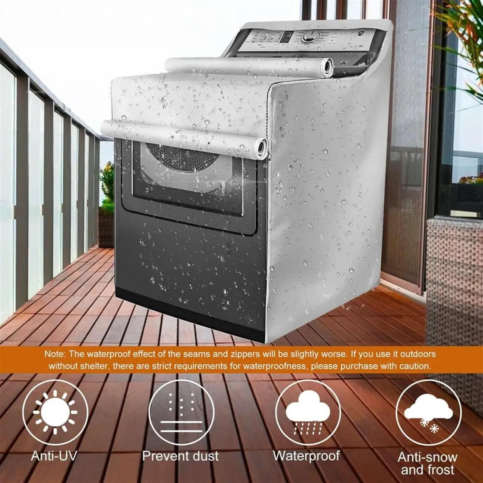 Copertura Antipolvere Superiore for Lavatrice Protezione Solare Impermeabile Anti-UV Lavatrice/asciugatrice Copertura Protettiva Antipolvere(Silver)