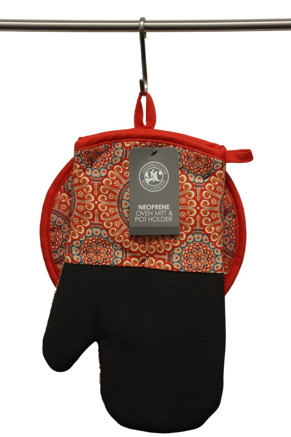 Oven Mitt and Potholder Set - Pot Holders and Oven Mitts Protect Hands and Surfaces - Kitchen Essentials Ideal for Cooking, Baking - Heat Resistant to 500F - Cotton w/Neoprene Silicone for Easy Grip