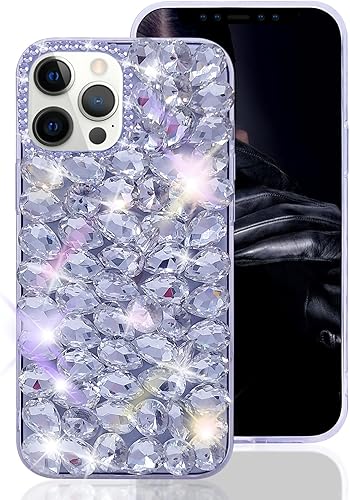Miniatura 3 de Bonitec Funda compatible con iPhone 13 Pro para mujer, con purpurina 3D, funda de lujo con diamantes de imitación de cristal brillante y diamantes