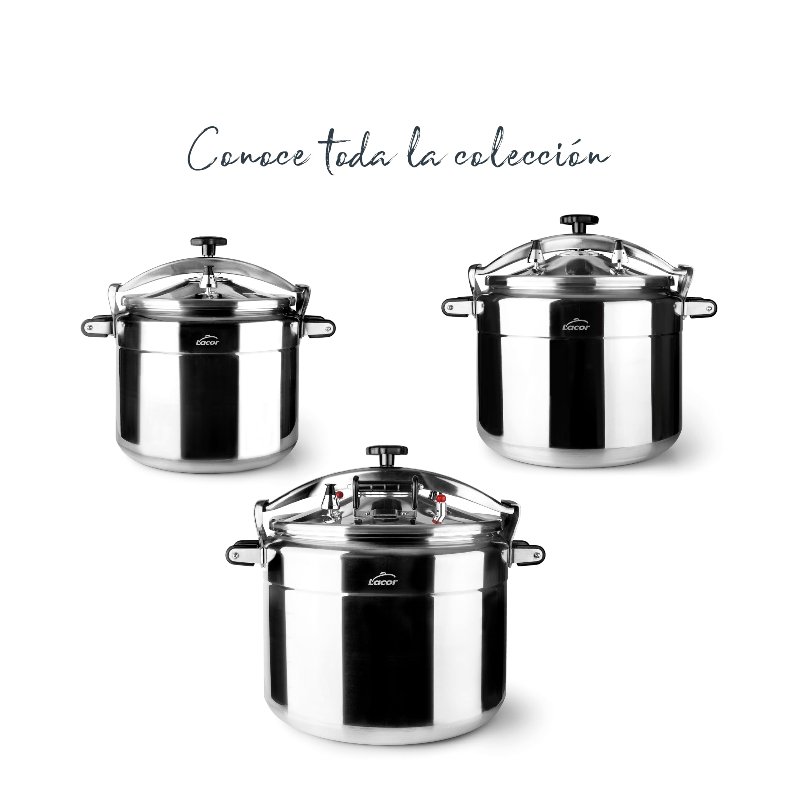 Lacor - 20522 - Olla a presión rápida PRO, Classic, Aluminio, Profesional, Máxima seguridad, 22 L, Ø 34 cm