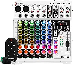 Mesa De Som Taramps 6 Canais Player Multicolor T0602 Mixer T 0602 Equalizador 4 Bandas Mp3 Usb Fm Bluetooth 78 Efeitos Rgb Led Efeito Echo FX Microfone Violão Som Automotivo Profissional Igreja