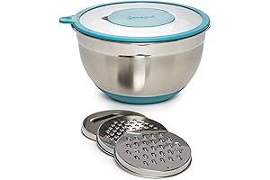Goodful Stainless Steel Mixing Bowl with Non-Slip Bottom, Lid & 3 Interchangeable...