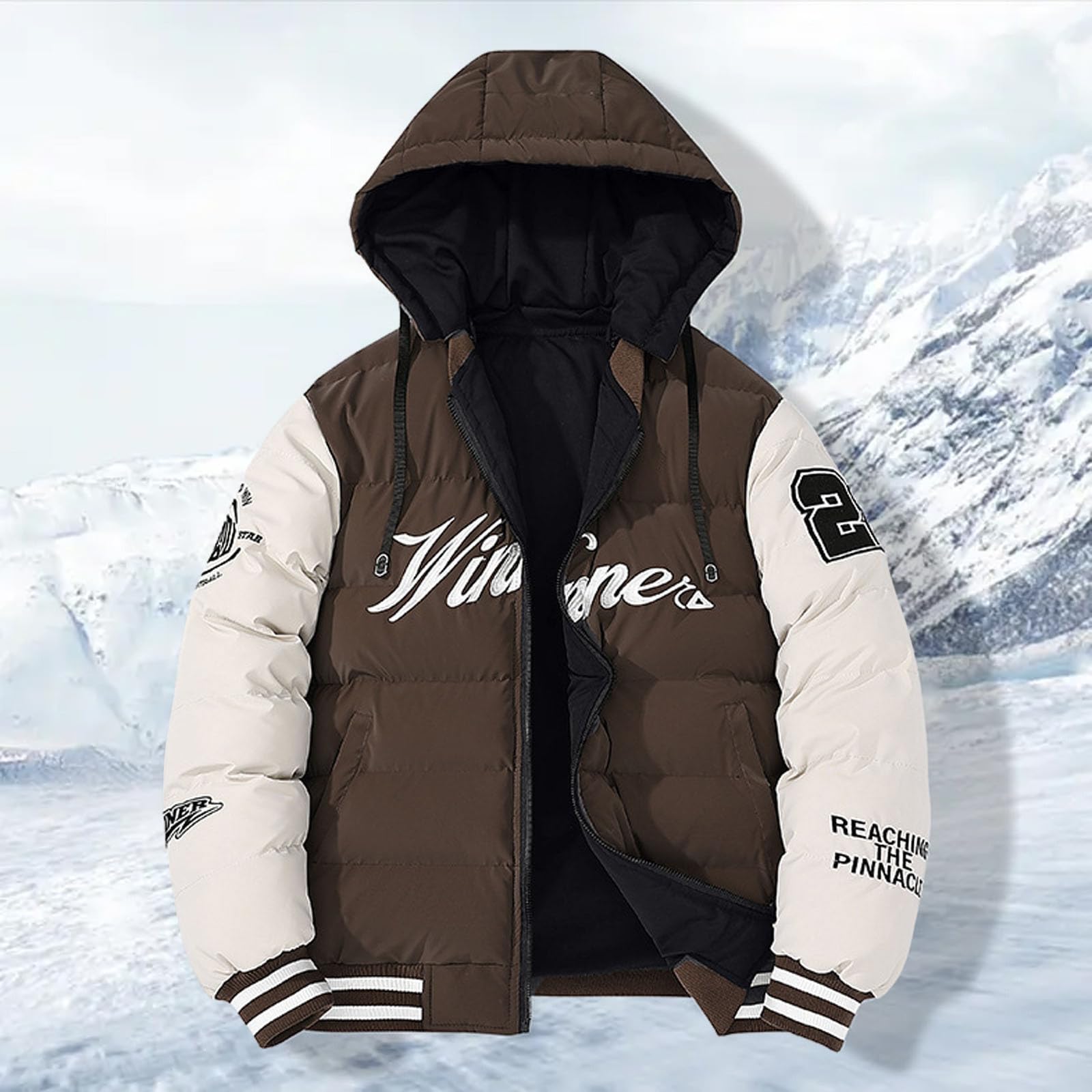 Genérico Chaqueta Impermeable Hombre, Cazadora Hombre Plumas, Manga Larga con Capucha Talla Grande con Bolsillos Chaqueta Plumas Color Sólido Casual Holgados Abrigo para Uso Al Aire Libre