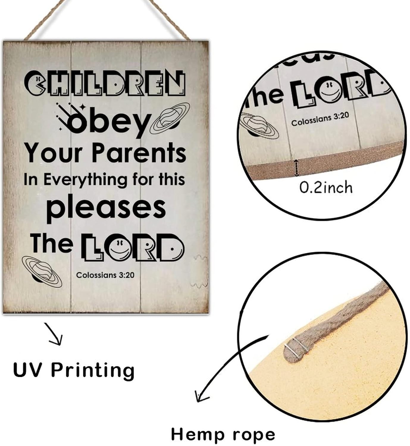 Wood Wall Art Sign Children Obey Your Parents in Everything for This Pleases The Lord Sign Motivational Quotes Scripture Wood Wall Art Plaques Rustic Wood Sign for Living Room 18x24in
