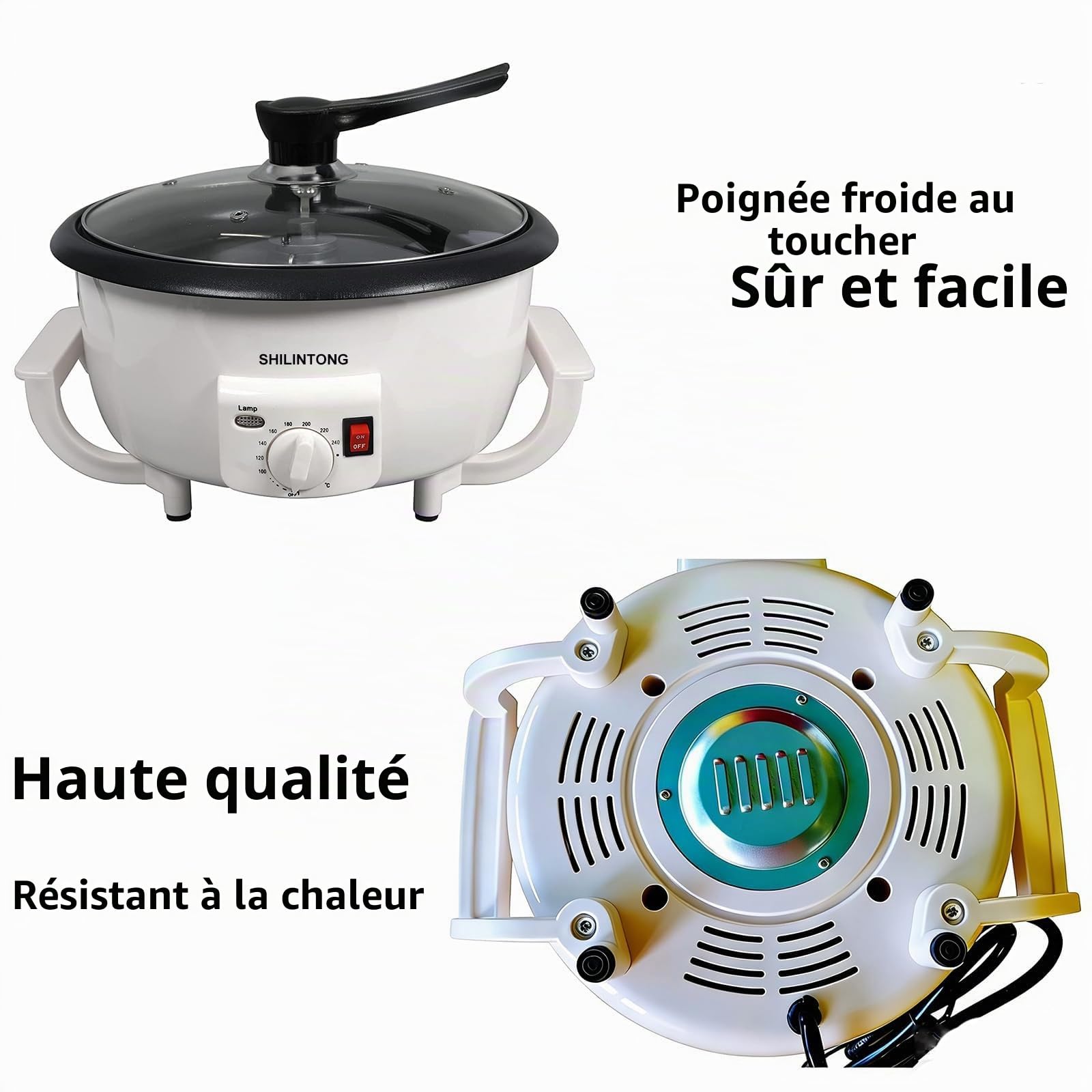 Machine à Torréfier les Grains de Café SHILINTONG, Torréfacteur Électrique pour Café, Noix, Cacahuètes, 750g, 220V 1200W, Revêtement Antiadhésif, Usage Domestique