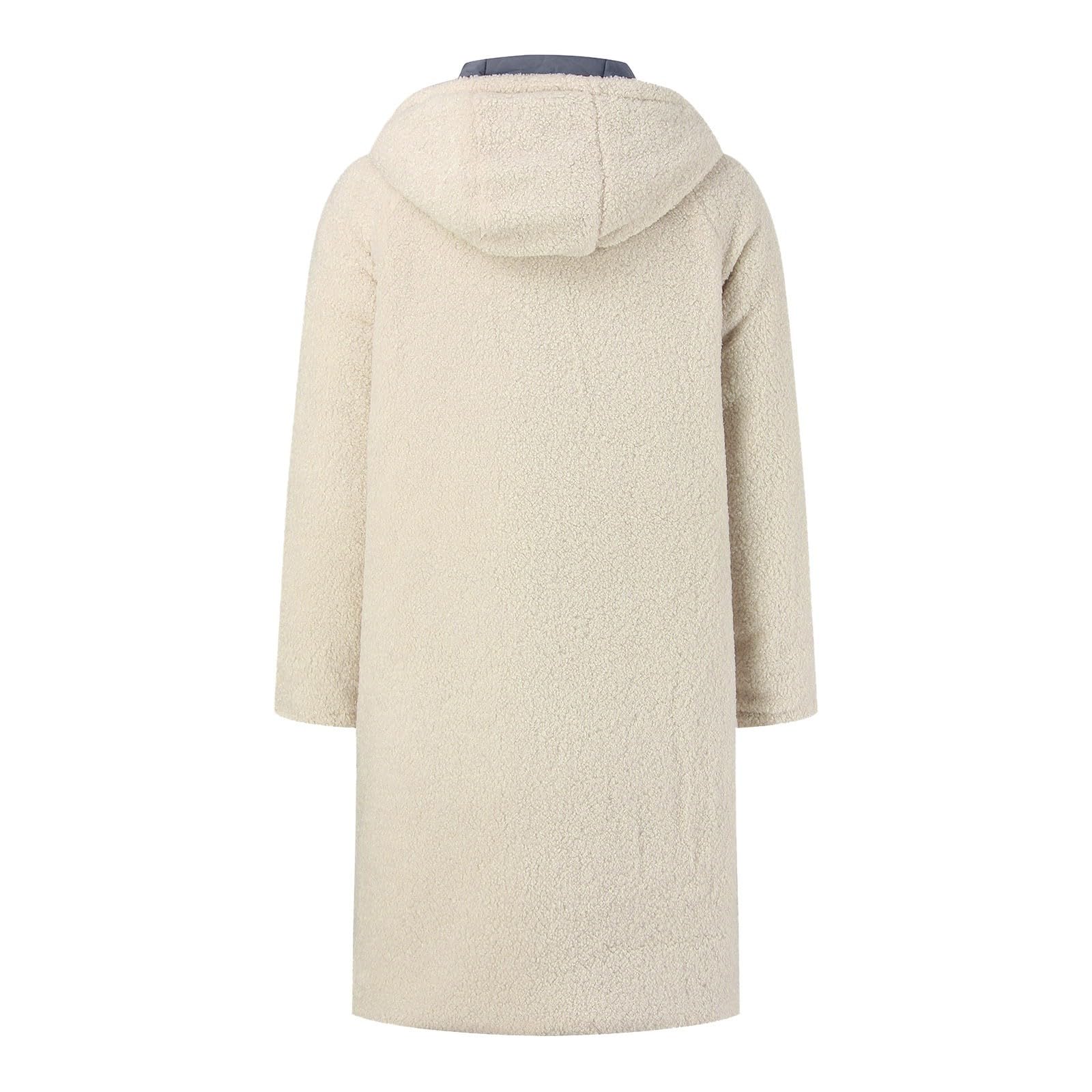 Generisch Wintermantel Damen Lang: Winterjacke Mit Schrägem Reißverschluss Fleece Outdoorjacke Mit Kapuze Parka Winddicht Kapuzenmantel Steppjacke