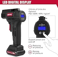 Vista 4 de Eastvolt Compresor de aire para inflar neumáticos de 12 V, potencia eléctrica multiusos, máximo 150 PSI con medidor de medición de 4 unidades, 3