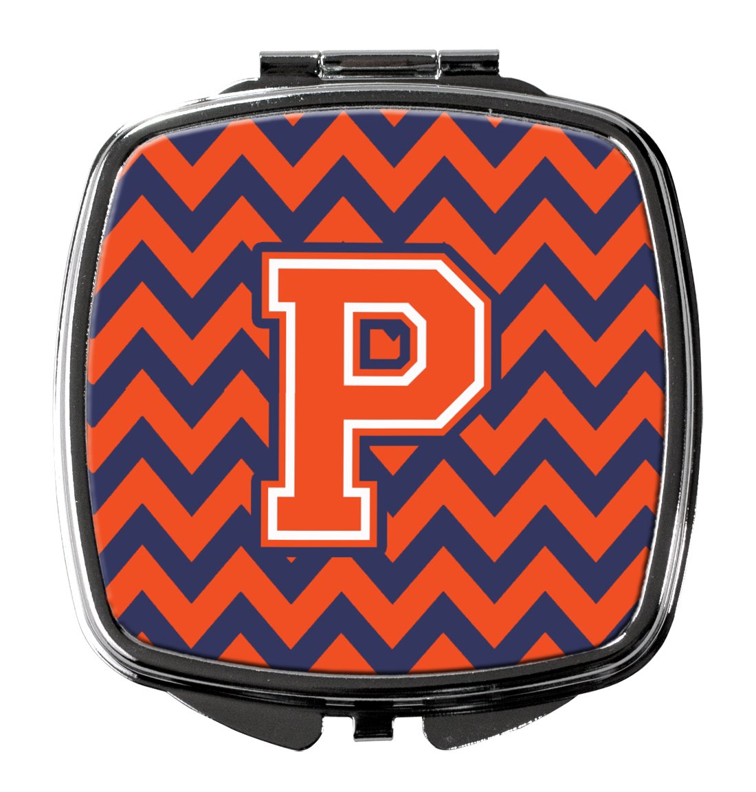 Caroline's Treasures CJ1042-PSCM Letter P Chevron Orange and Blue Compact Mirror, Multicolor