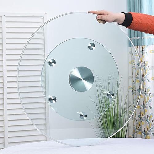 Miniatura 9 de Glass Lazy Susan de vidrio de 31 pulgadas para mesa de comedor, centro de mesa giratorio con sistema de asistencia giratoria y bandeja giratoria