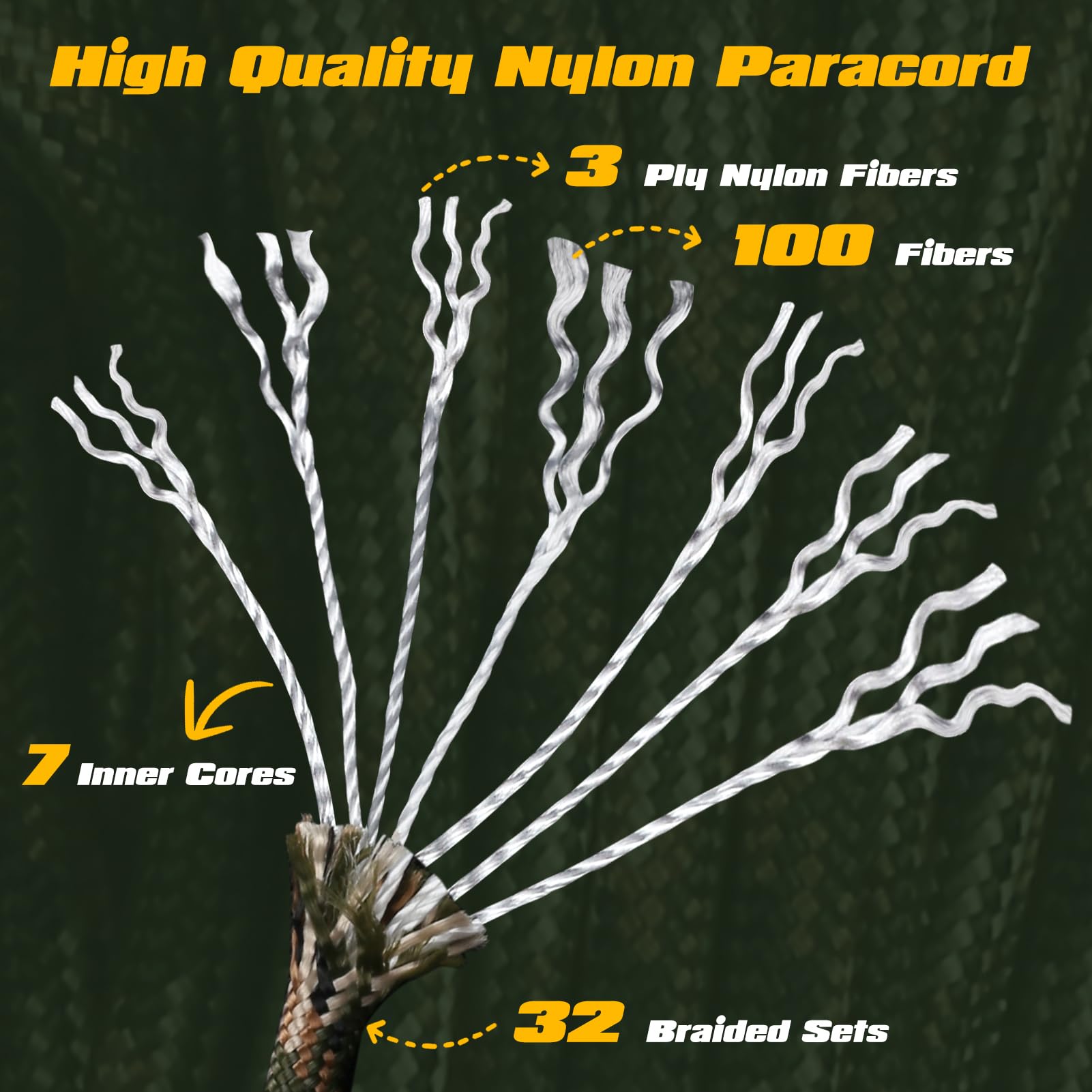VABNEER Paracord 550 4mm 7 Hilos 33ft/10m 250 kg