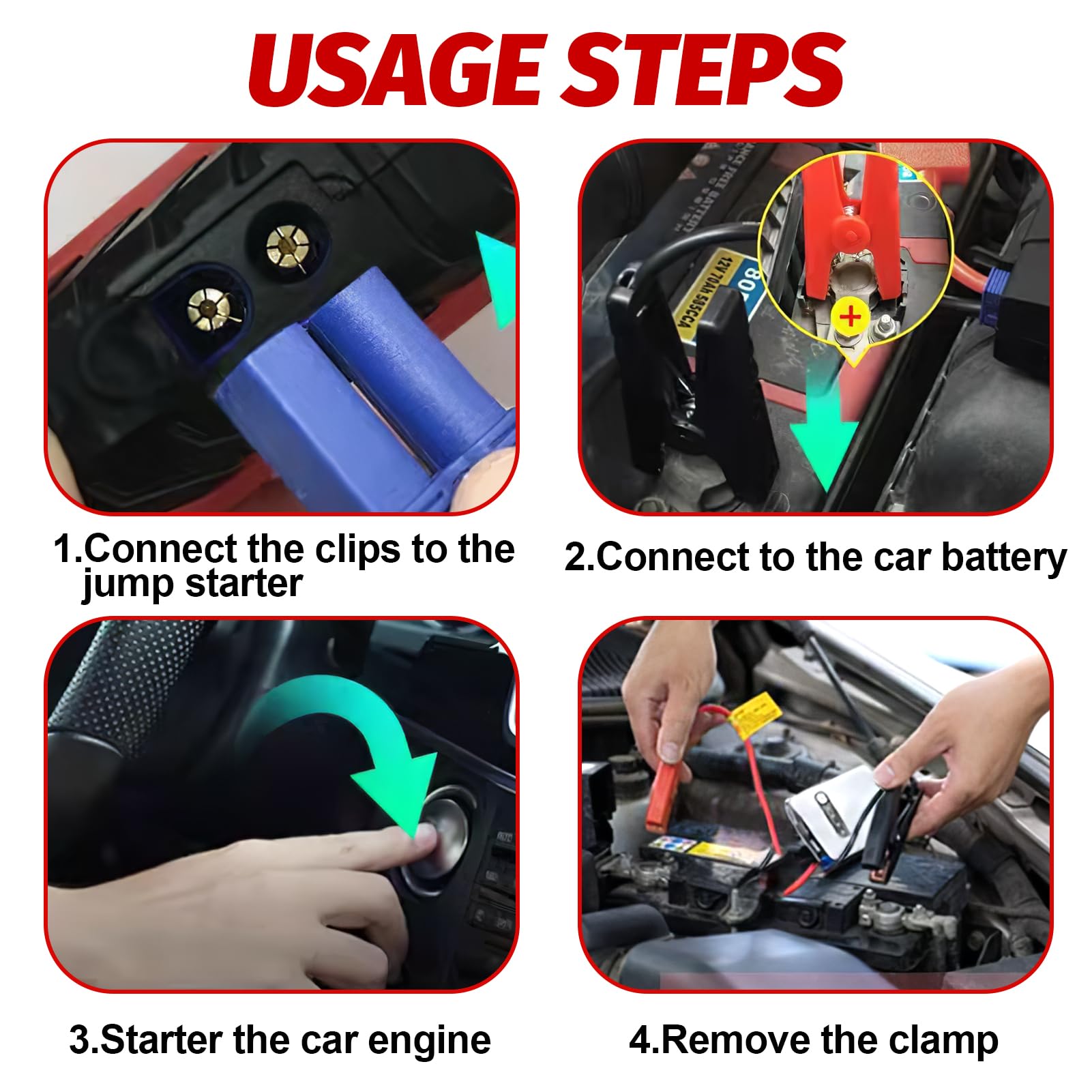 Cable de Arranque de Emergencia Automotriz Portátil, Pinza de Cocodrilo de Repuesto para Arrancador de Batería de Coche 12V, Cables de Abrazadera de Refuerzo Inteligente de Alta Durabilidad