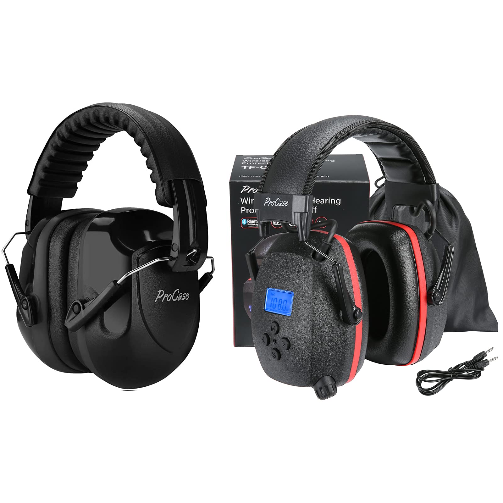 ProCase Noise Reduction Safety Earmuffs Bundle with FM/AM Radio Bluetooth Headphones