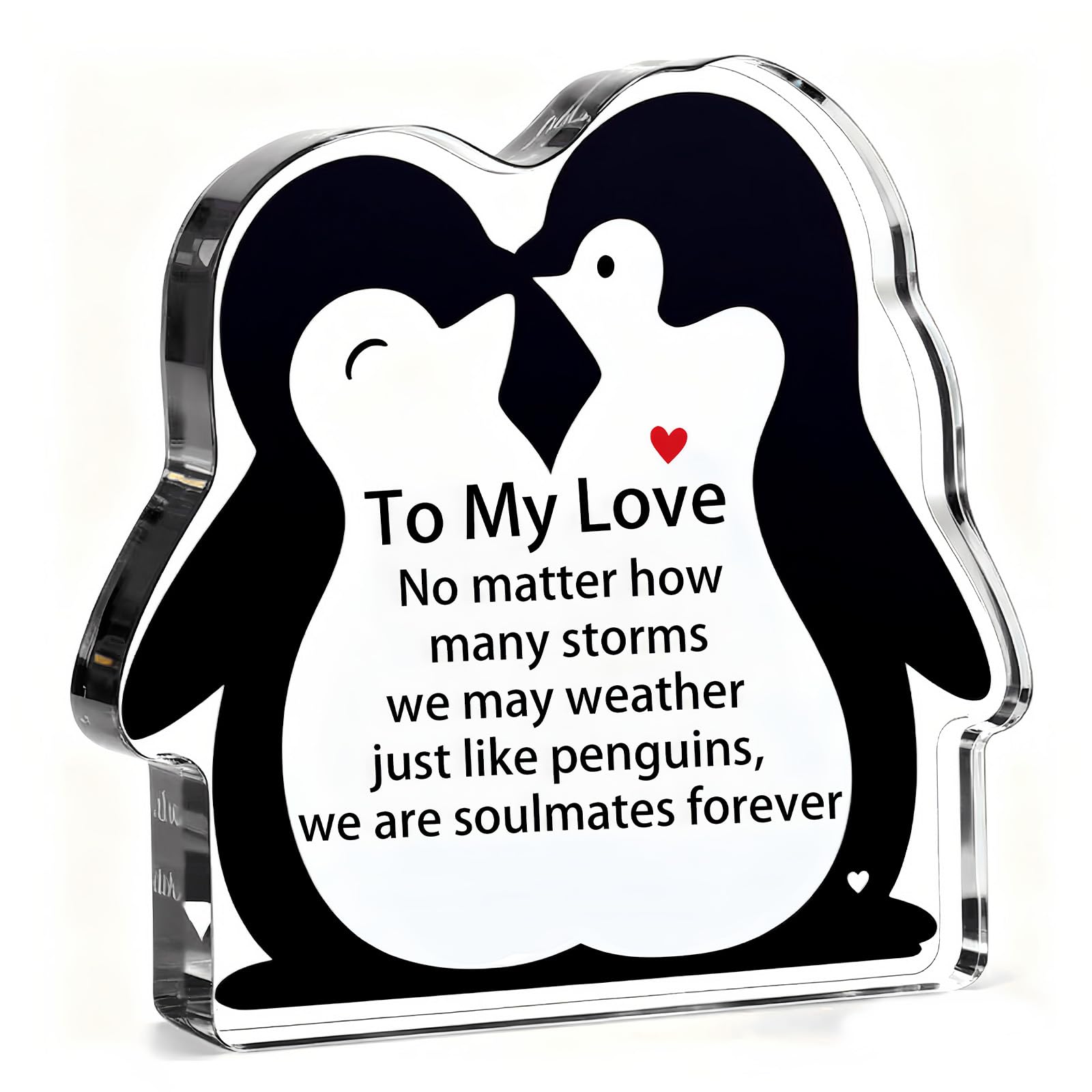 To My Love Romantic Gifts for Him/Her,Penguin Acrylic Engraved Plaque Sign Home Bedroom Kitchen Office Desk Shelf Decor 4*4*0.6Inch for Valentine's Day Anniversary Wedding Christmas Birthday Gifts