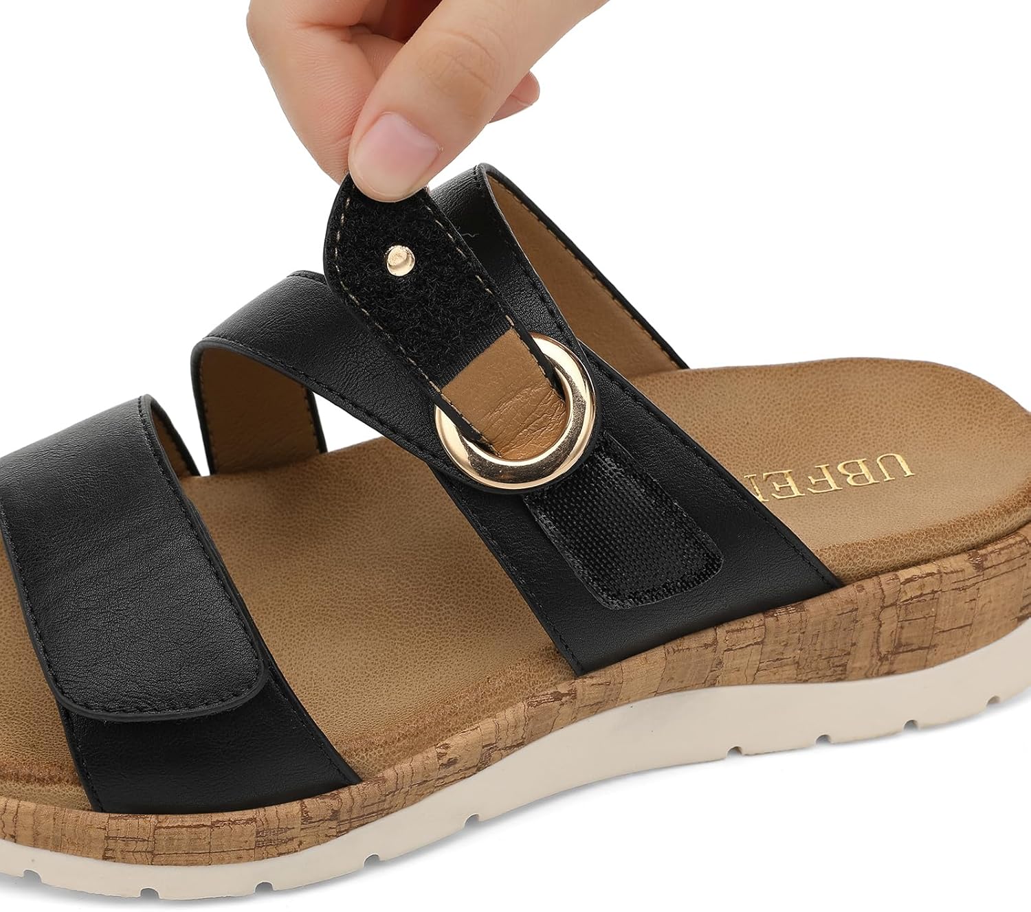 UBFEN Womens Low Wedge Sandals Comfortable Walking Slide with Arch Support & Adjustable Strap for Casual Outings and All-Day Wear - Image 6