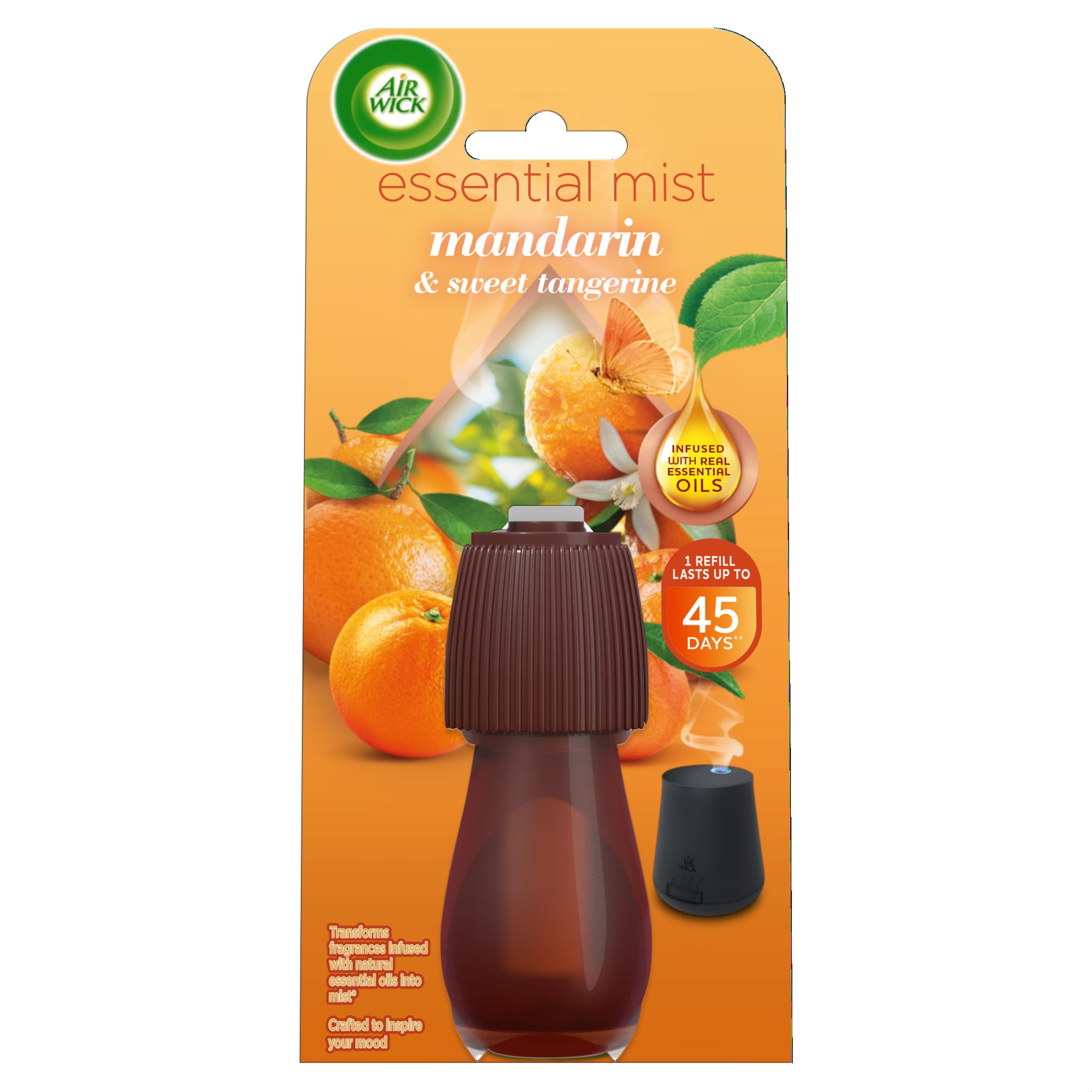 Air Wick Essential Mist Refills| Eliminates Odour and long lasting fragrance|Fragrance :Mandarin & Sweet Orange | Contains : 1 Refill| Usage: Lasts Upto 45 days
