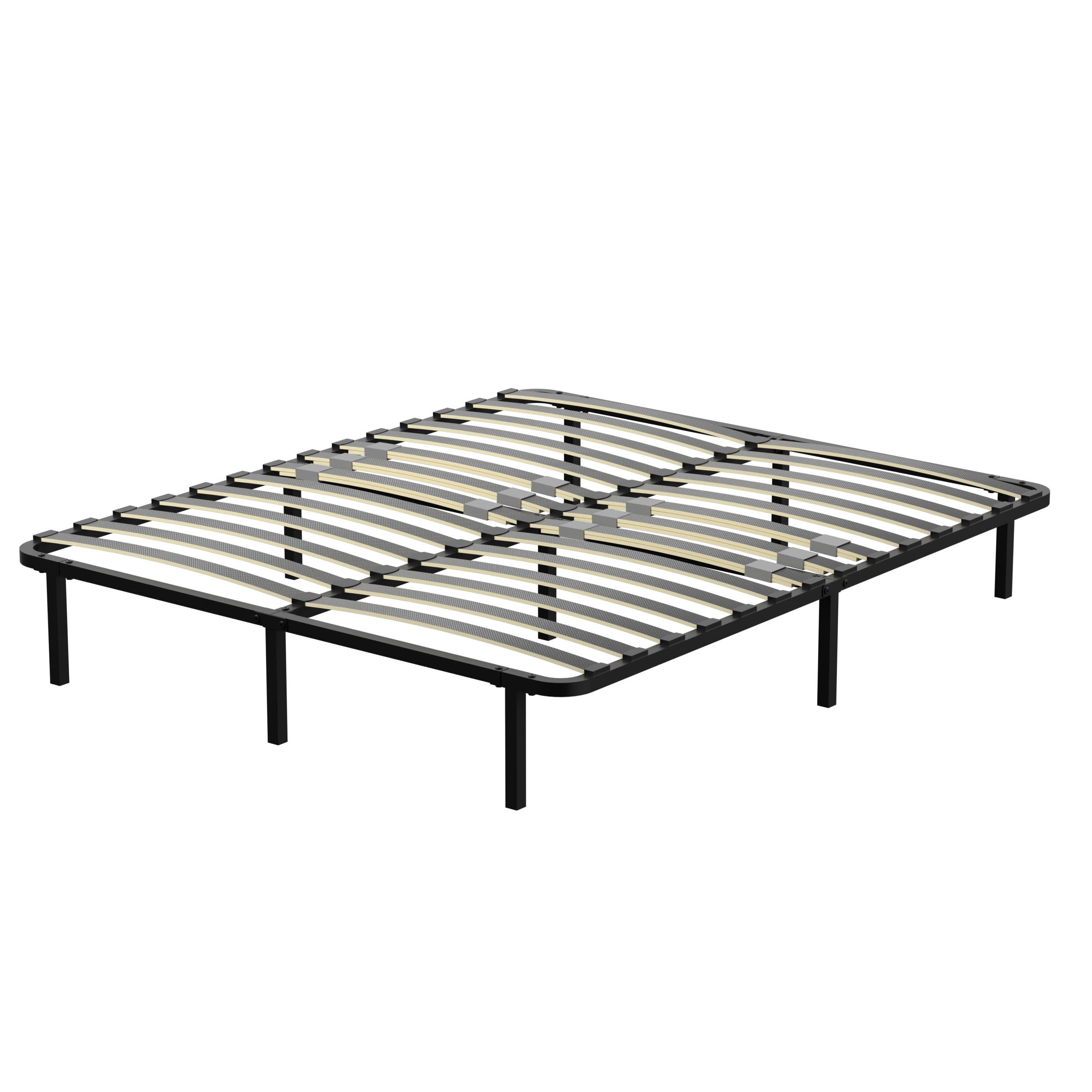 DEWINNER Rete Matrimoniale 160x190 cm, Altezza 35cm, Ortopedica con 9 Piedi,Letto Ferro Battuto con Rete a Doghe Matrimoniale regolatori di rigidità con Doppie doghe centrali