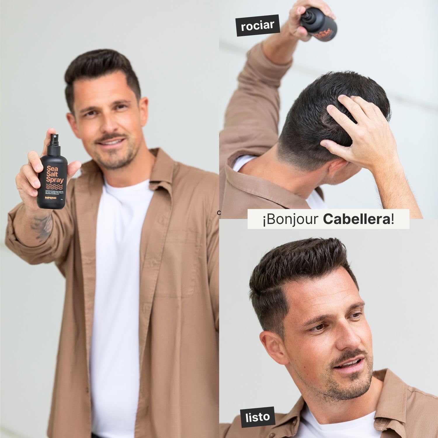 IMPERIO Sea Salt Spray - 250ml Spray Sal Marina Pelo para Más Volumen Y Textura Estable - Perfectas Ondas Surferas, Más Volumen y Agarre con Poder del Mar - Fragancia Unisex