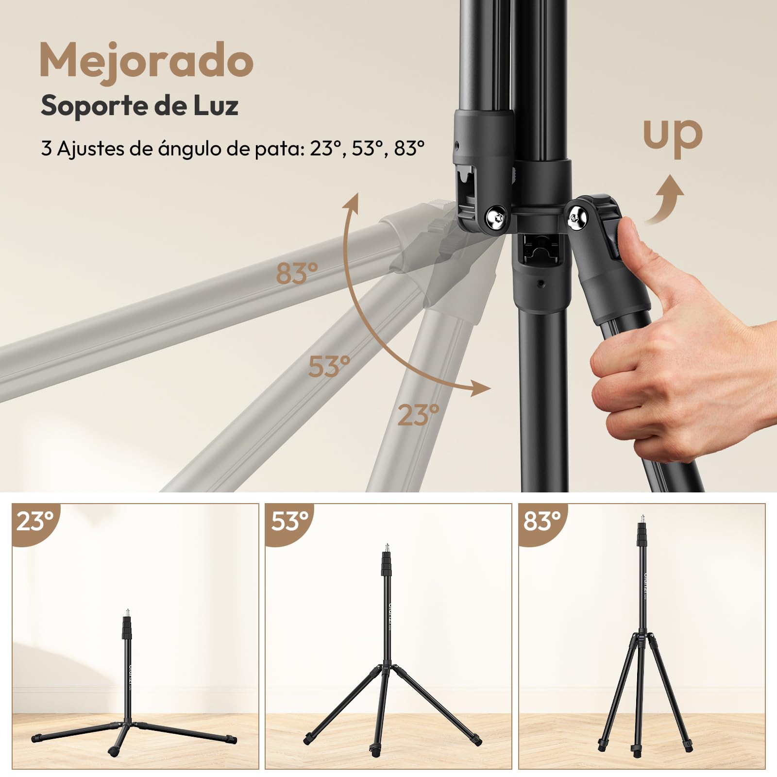 ULANZI Soporte de Luz T270, Trípode de Luz Ajustable para Fotografía de 270 cm, Trípode de Aluminio Portátil de Iluminación de Estudio para Softbox, Cámara, Reflector, Luz Estroboscópica