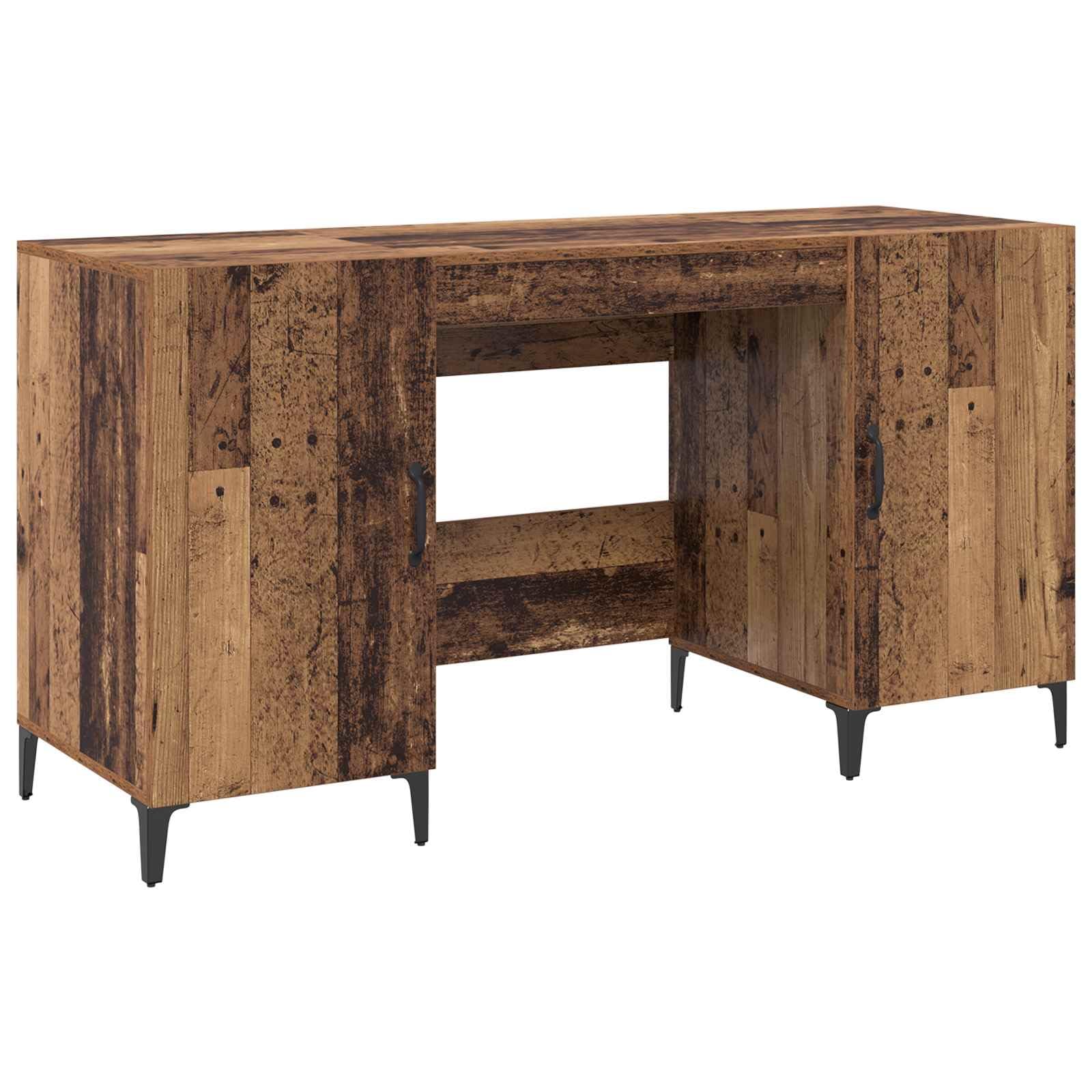Scrivania Porta Computer in Legno Ingegnerizzato 140x50 cm | Tavolo moderno con passacavi per ufficio e camera da letto, stabile struttura in metallo nero.
