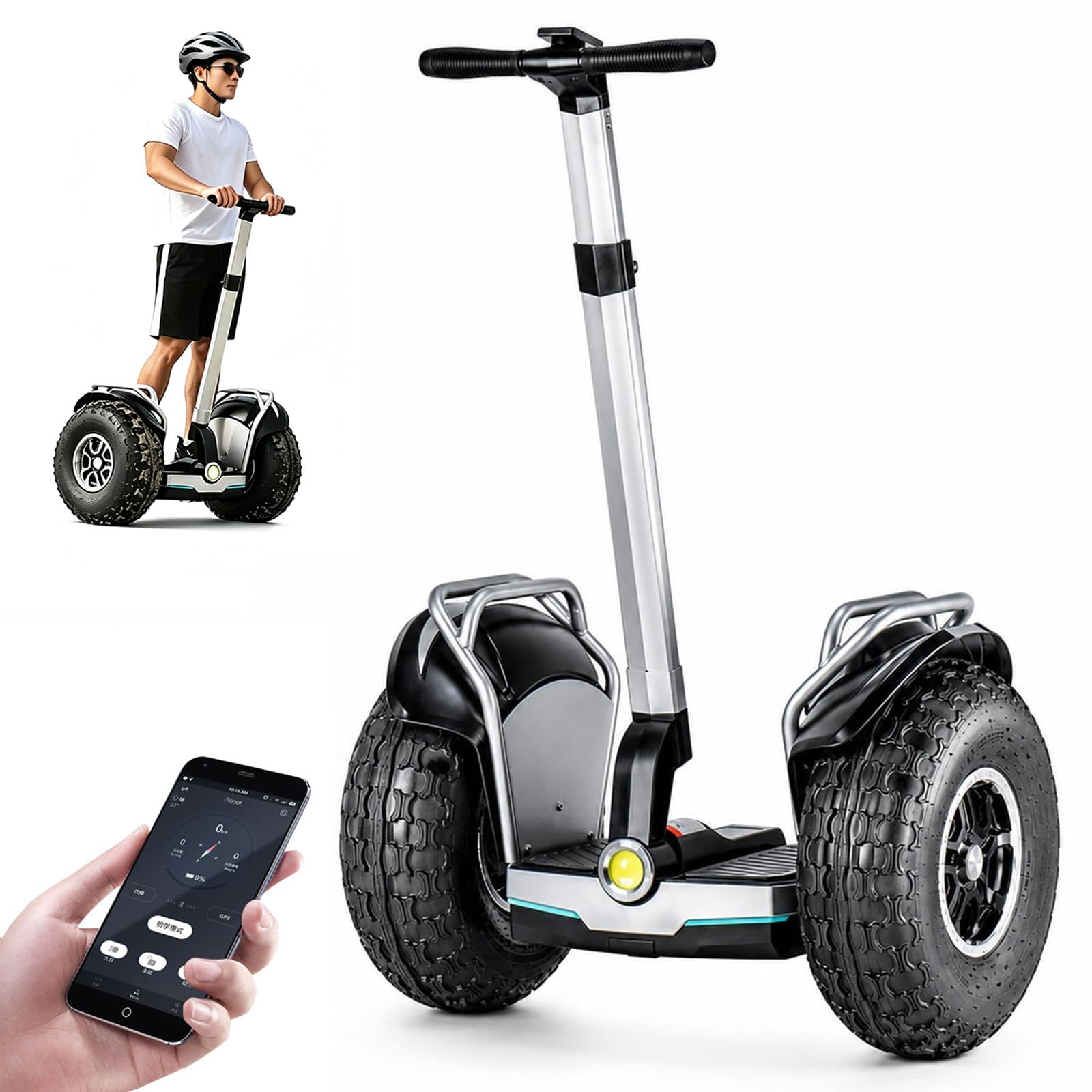 Monopattino Autobilanciante Per Adulti, Veicolo Autobilanciante Per Tutti I Terreni Da 19 Pollici, Impermeabile Ip54, Capacità Di Carico 150kg, Adatto Per Gli Spostamenti Quotidiani Silver-45km