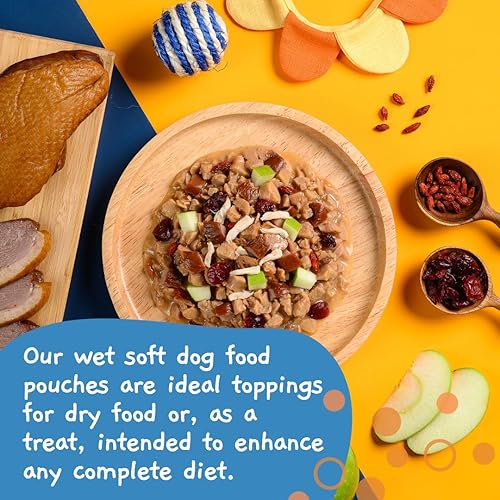 Miniatura 5 de MOOCHIE Alimento húmedo para perros pequeños sin granos, aumenta el sistema inmunológico, pato, arándano y bayas de Goji, sin sabores artificiales