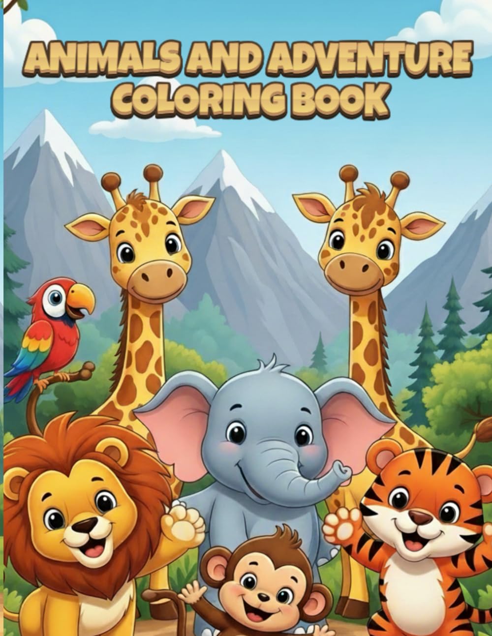 Animals and Adventure Coloring Book for Kids Ages 4–8 | 50 Fun and Cute Animal Scenes to Color | Jungle, Safari, Ocean, and Forest Adventures for Boys ... happy animal friends and outdoor adventures.