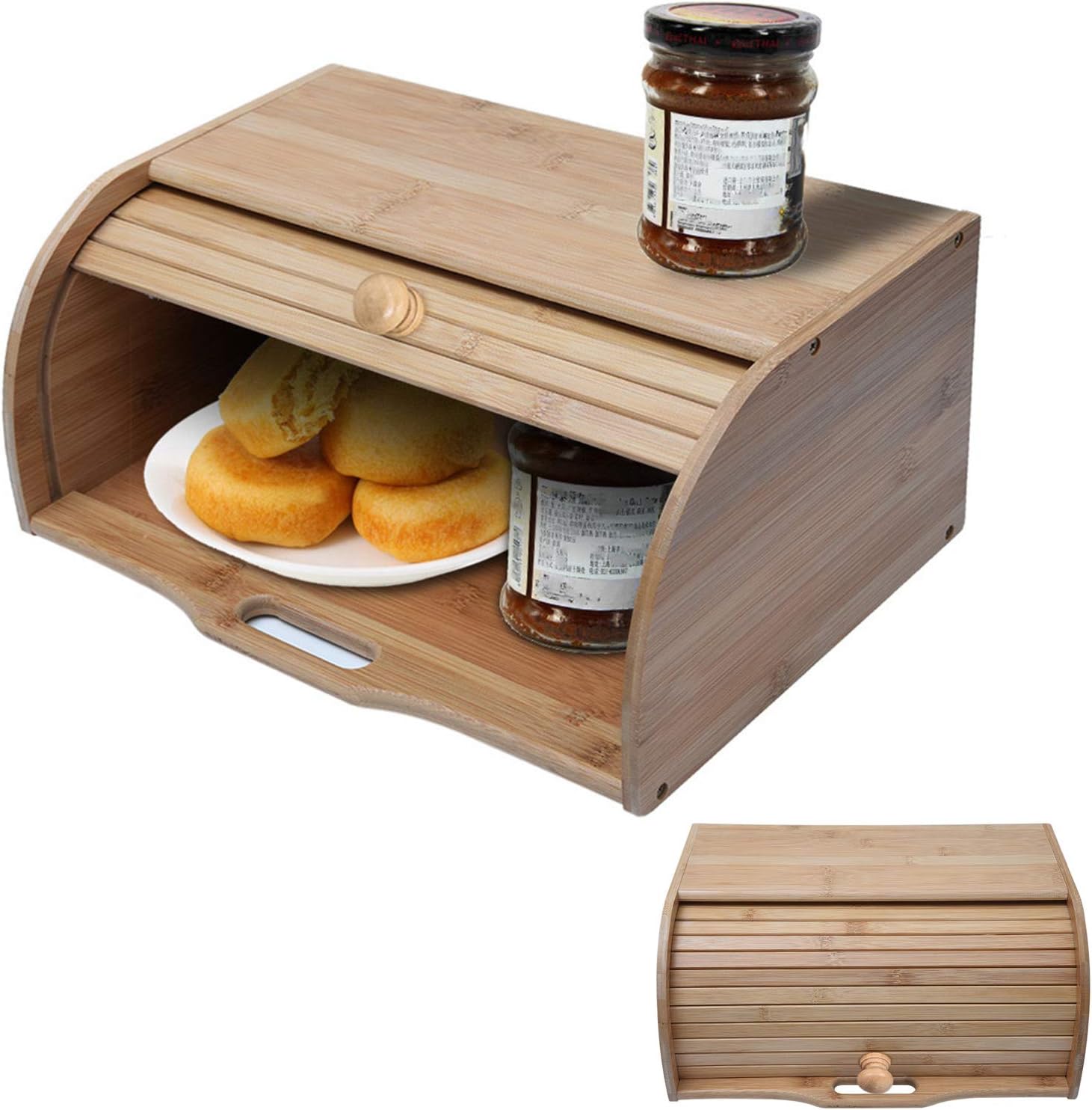 Acacia Wooden Bamboo Bread Box and Storage Container Box