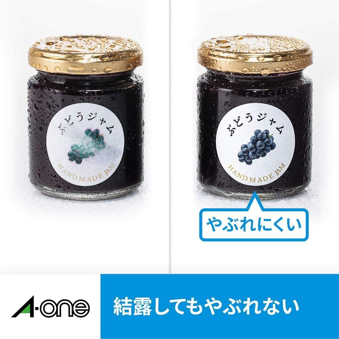 A-One 64448E Inkjet Label Stickers, Ultra Water Resistant, Glossy Paper, 48 Labels, Round, 10 Sheets