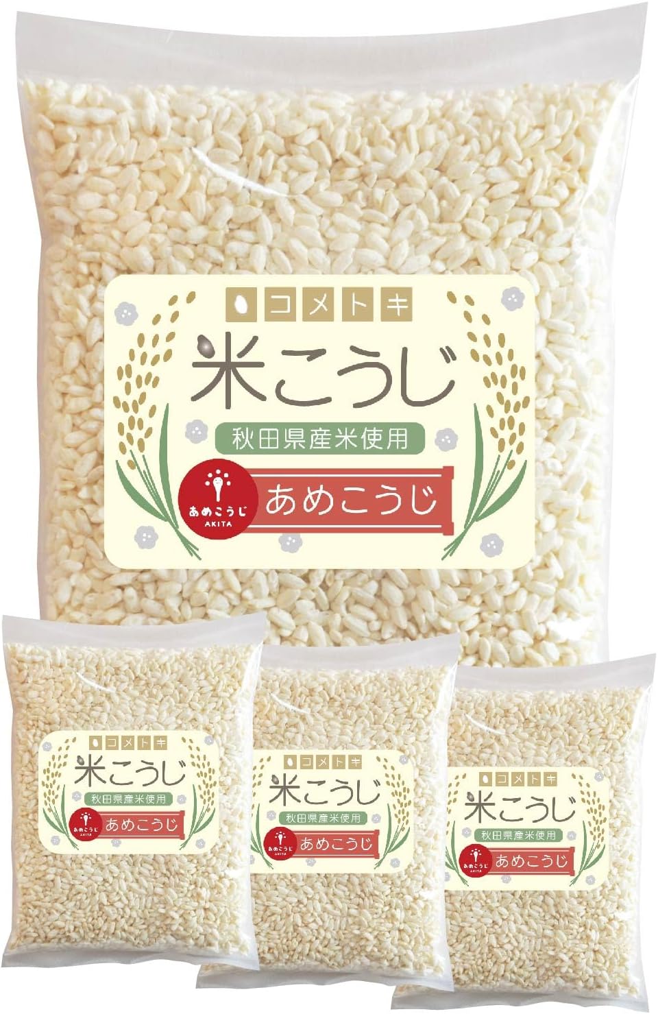 Amazon.co.jp: コメトキ 乾燥 米麹 800g (200g×4袋) 6種類から選べる 計量不要 小分け あめこうじ 玄米 白米 ...
