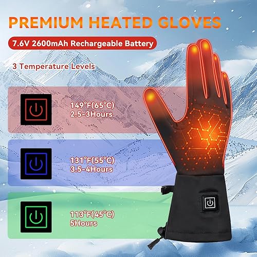 Vista 17 de Thin Heated Gloves Liners& Hand Warmer for Men Women Rechargeable, Pouch with 7.6V Fast Heating Battery, 3 Heat Modes, Waterproof & Touchscreen for
